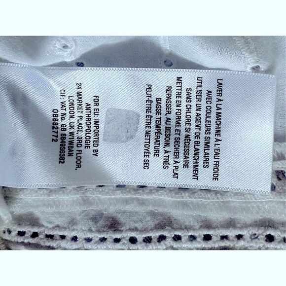 Anthropologie Meadow Rue White Edelyn Ruffled Eyelet Summer Blouse Top Sz 10 - Picture 9 of 10